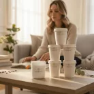 Refill & Glow set – 5 náplní vonných sviečok zo sójového vosku s darčekovou sklenenou nádobou