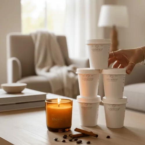 Refill & Glow set – 5 náplní vonných sviečok zo sójového vosku s darčekovou sklenenou nádobou